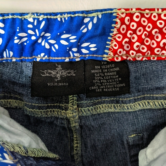 V.S.H. Jeans Denim Shorts Patchwork Size 10 - Picture 5 of 11
